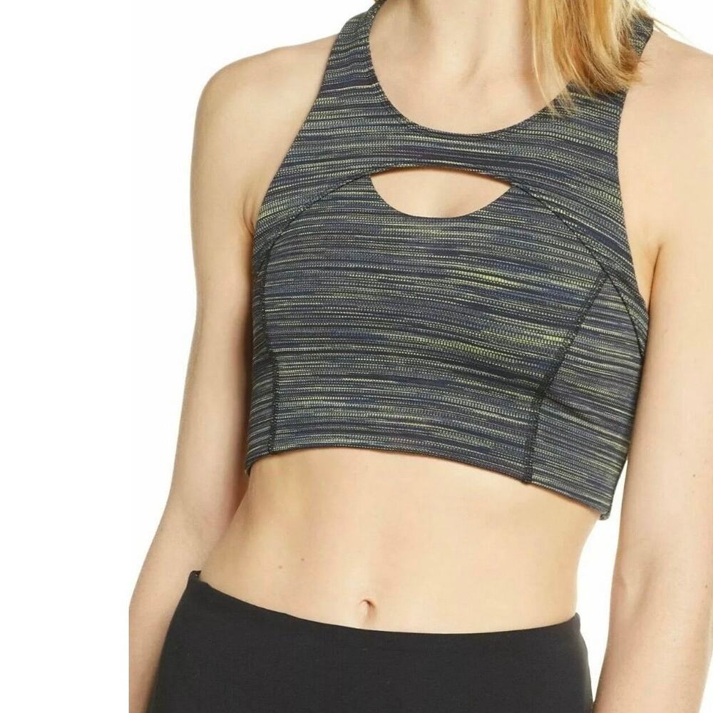 NEW FREE PEOPLE FP‎ Movement Strut Sports Bra Crossback Black Combo Size L Gym